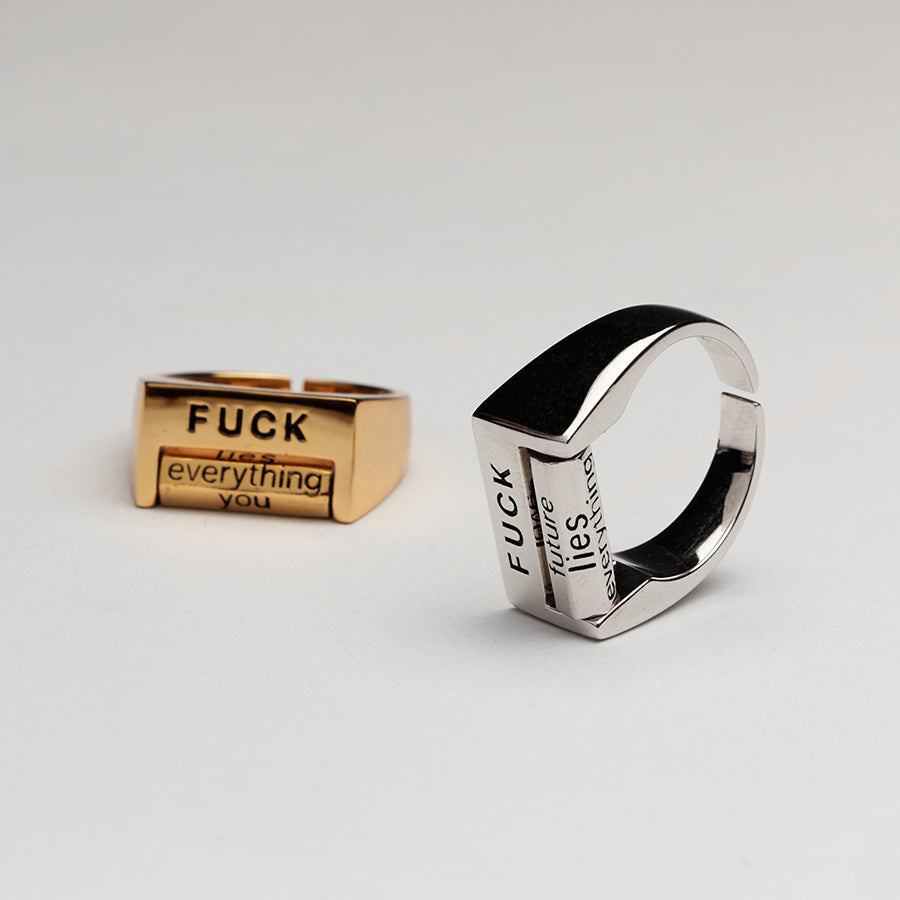 Fuck the World ring - Silver