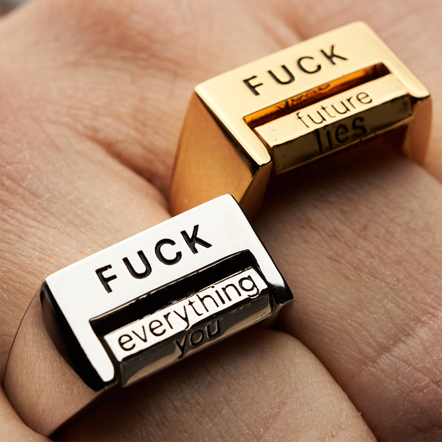 Fuck the World ring - Silver