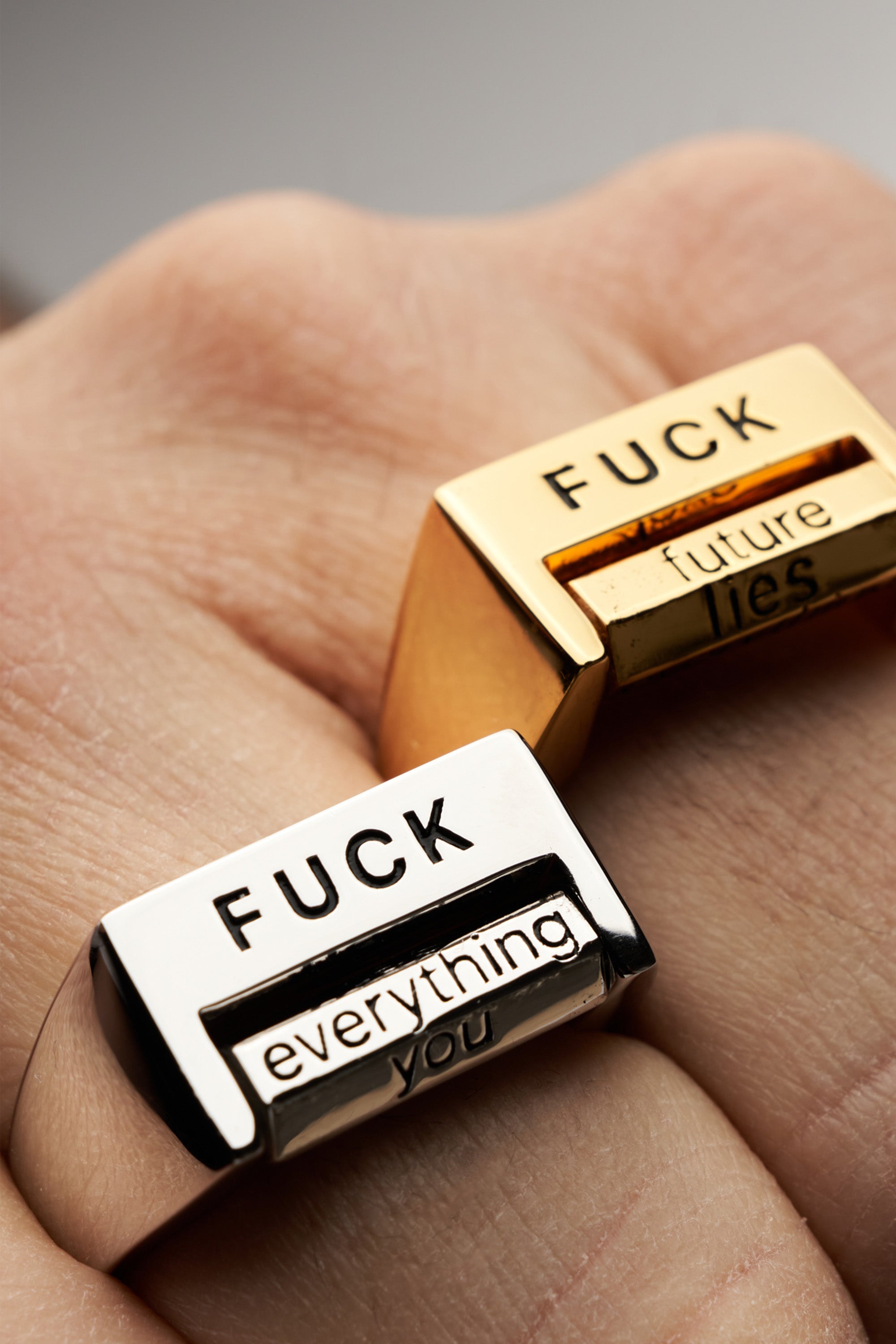 Fuck the World ring - Silver