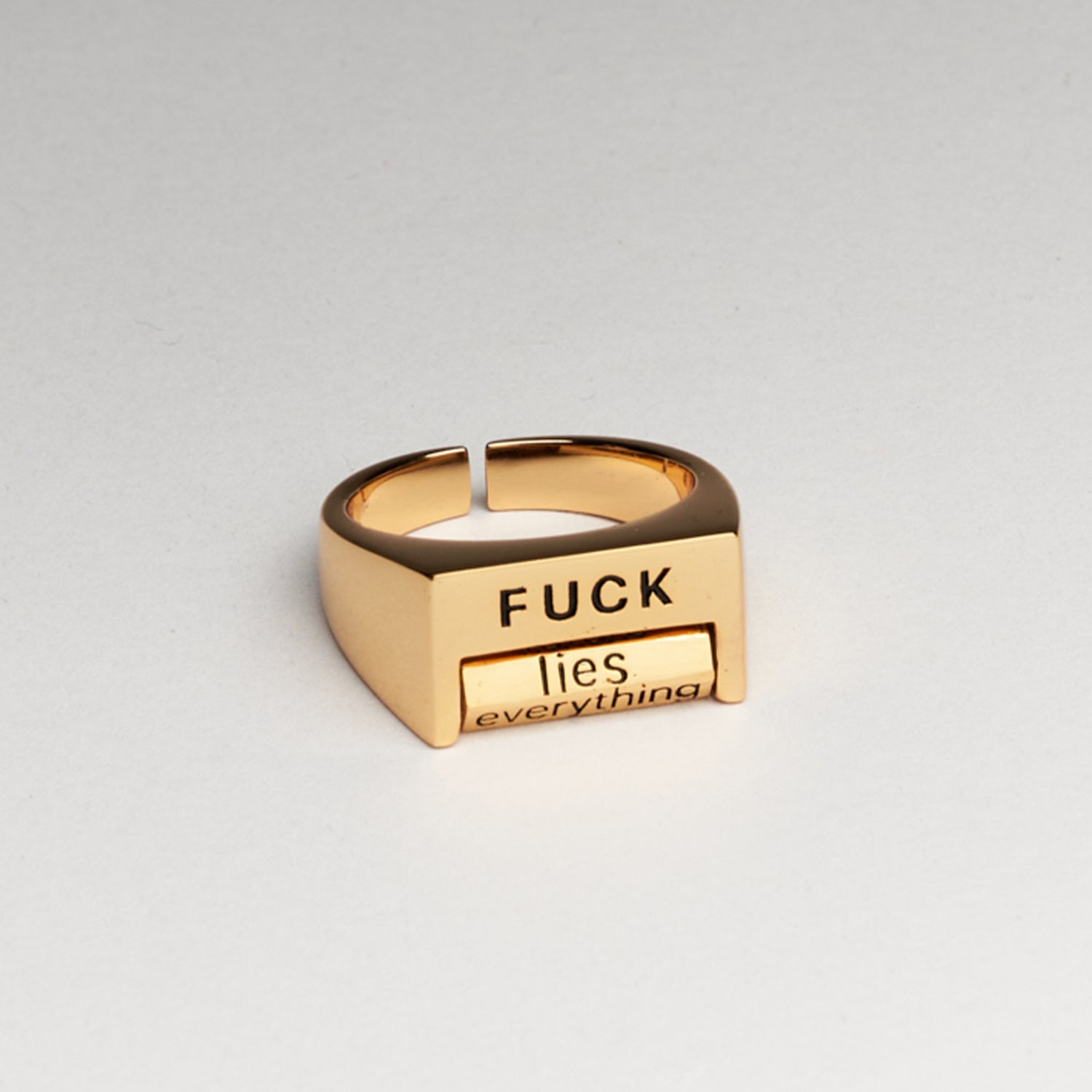 FUCK THE WORLD RING - SILVER / YELLOW GOLD PLATED